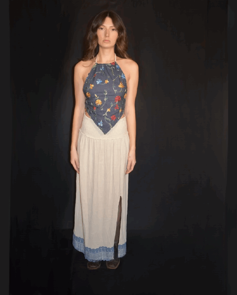 Embroidered Floral Halter Top