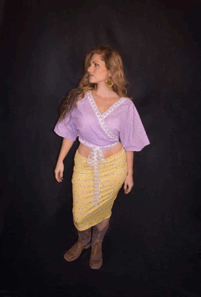 Yellow Floral Ribbed Skirt
