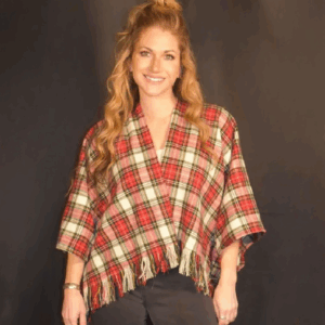 Plaid Red-Green Ruana
