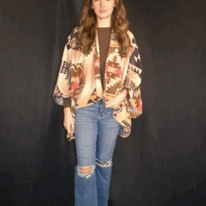 Tan Fleece Azteca Ruana
