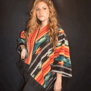 Red-Green Fleece Azteca Ruana