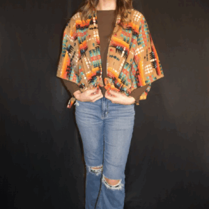 Multi Color Fleece Azteca Ruana